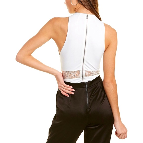 Alice + Olivia Makeda Cut Out Sleeveless Lace Off White Bodysuit Top - Picture 15 of 16